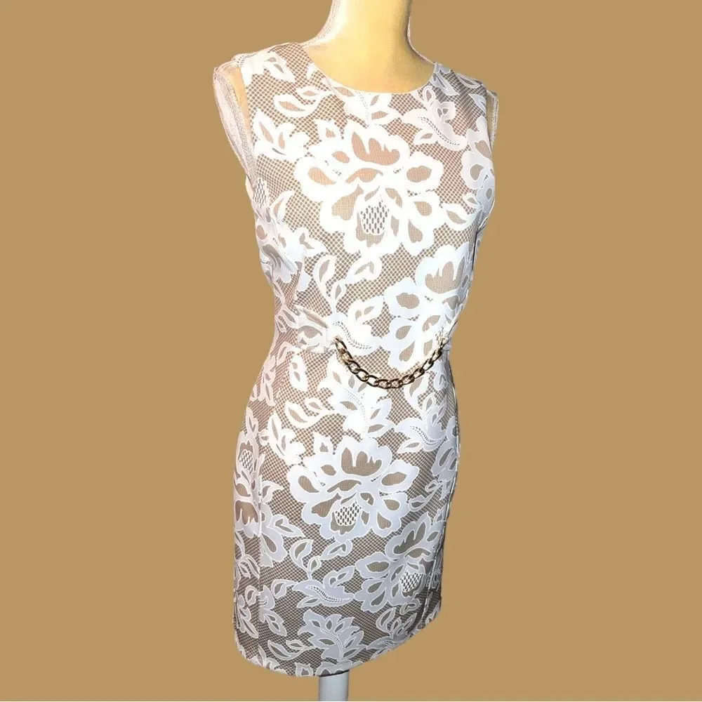 Enfocus brand beige dress with cream lace design overlay! New - Picture 9 of 12